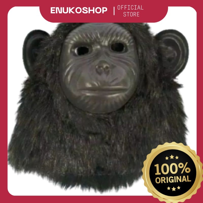 TOPENG BENTUK MONYET GORILA KINGKONG WARNA COKLAT HITAM PUTIH BAHAN HALUS - MAINAN ANAK TH