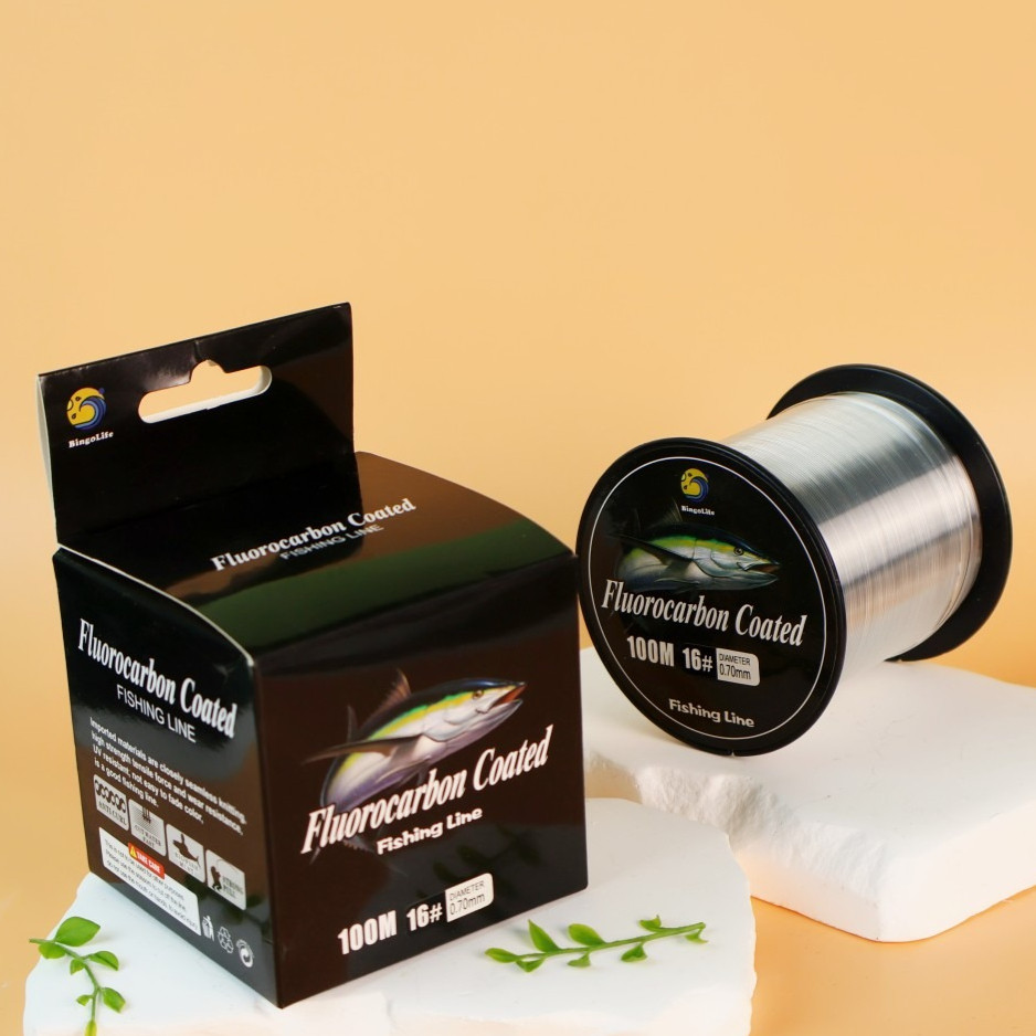 100m Fluorocarbon Coated Fishing Line Nilon Ikan Besar Main Line Sub Line 12# ~ 40# Mudah Tenggelam 
