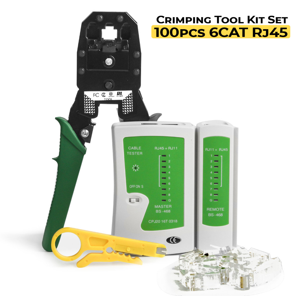Tang Crimping Tool Set 100pcs 6CAT RJ45 LAN Tester Konektor- CrimpingSet-BS-C018