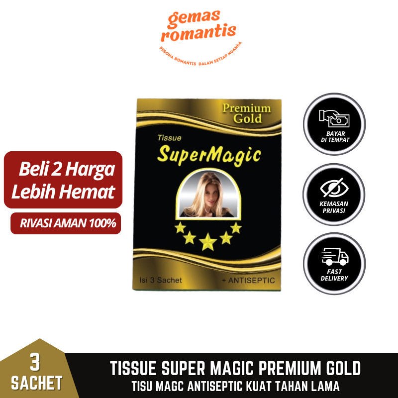 Tisu Magic Gold Antiseptic - Tissue Super Magic Gold Premium Gold Isi 3 Sachet