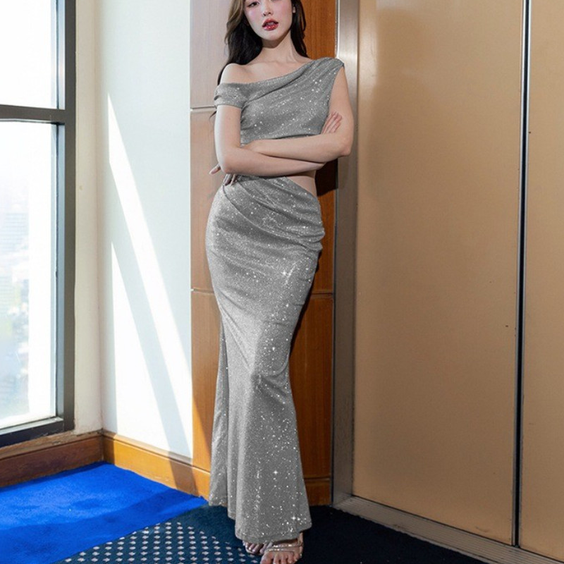Long evening dress korean style premium party night baju dress wanita terbaru 2025-2026