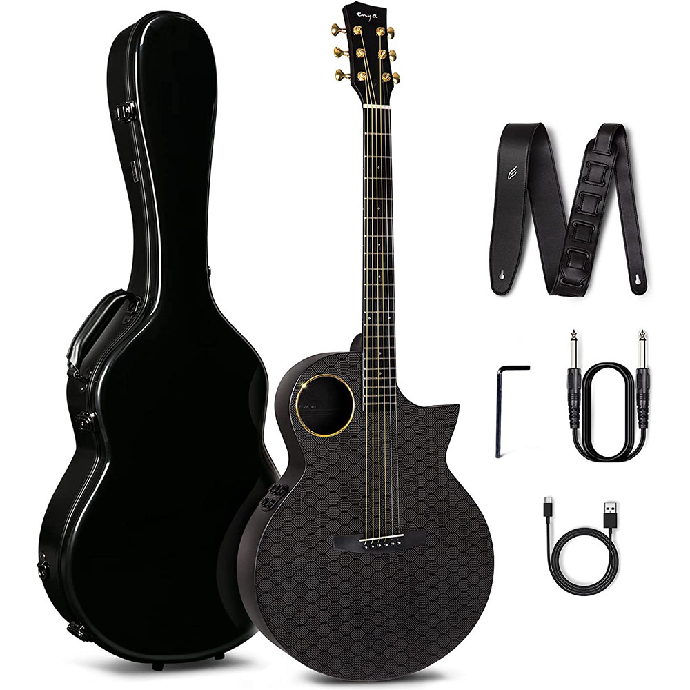 NEW Enya X4 Pro 3641 inch Carbon Fiber AcousticPlus Cutaway Guitar With Hard Case Leather Strap