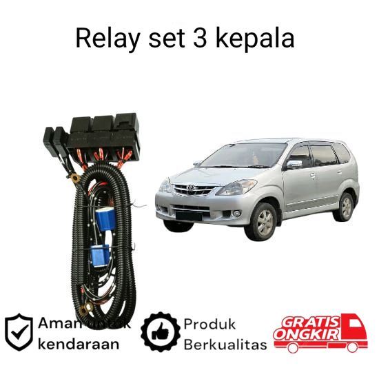 Relay Set Lampu Utama LED H4  Mobil Toyota Avanza gen1 2004 2015 Koko