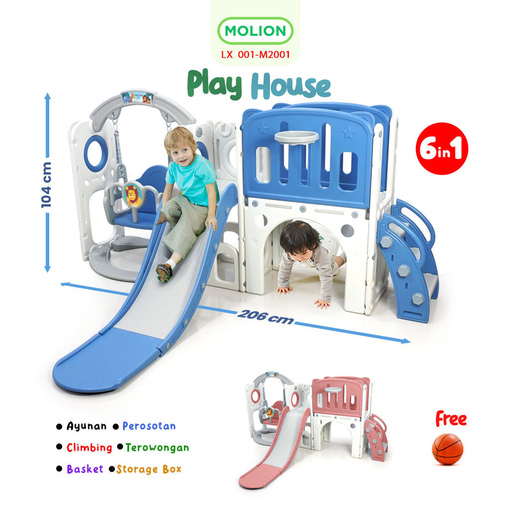 Mainan Prosotan Set 6in1 Playhouse Playground Slide Play House Indoor Outdoor Taman Bermain Anak 001