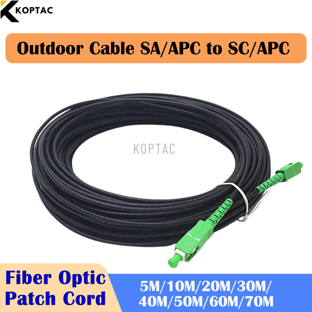 SC/APC-SC/APC Outdoor Drop Optic Pat Cord Optical Fiber Cable Steel Wire Black LSZH Jacket 0.5/0.4Mm