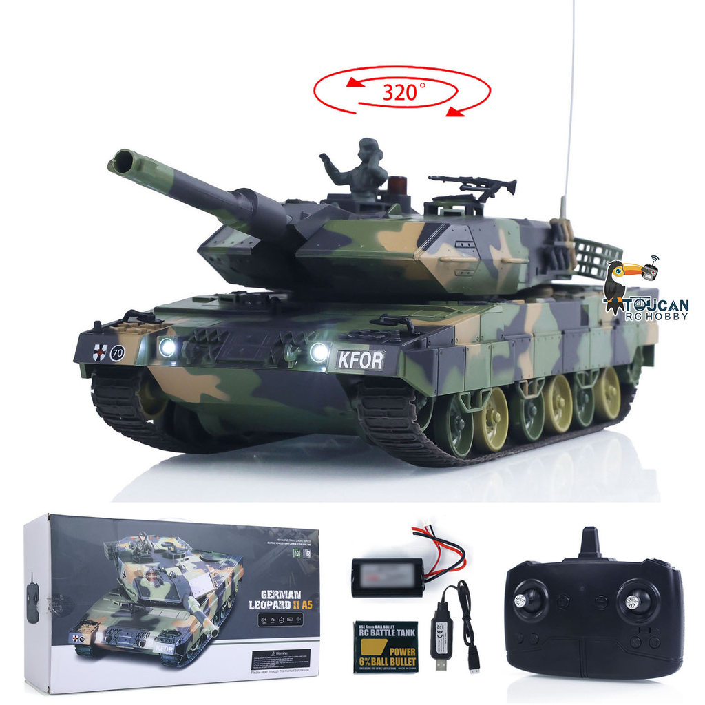 HengLong 3809 RC Tank 2.4GHz 1/24 Leopard 2 A5 Remote Control Battle Tank Model BB Infrared Battle S