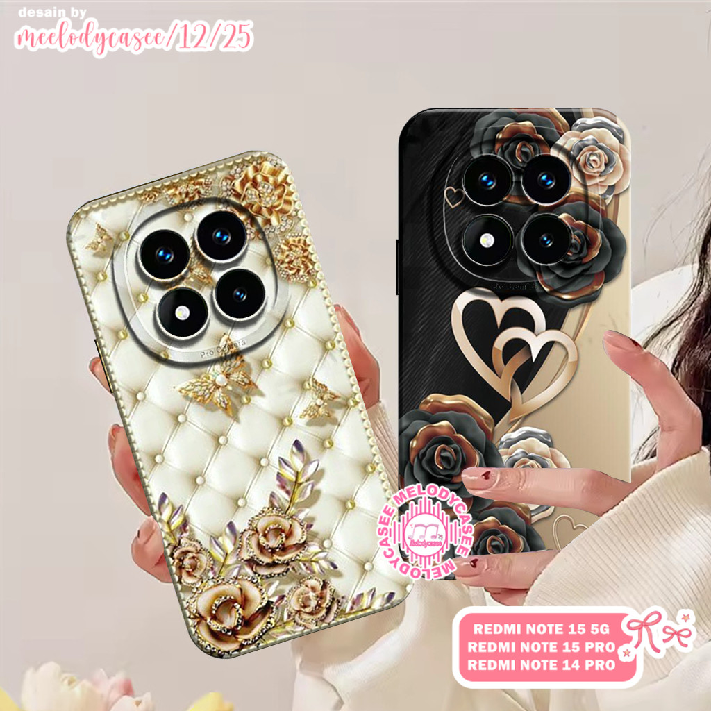 Softcase Redmi Note 15 5g / Note 15 Pro / Note 14 Pro - Case Motif Bunga - Silikon Anti Slip