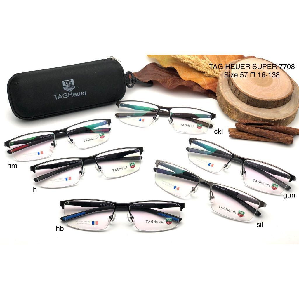 Frame  Tag Heuer Half Senur Gantung Pria th7708 Rimless size 57