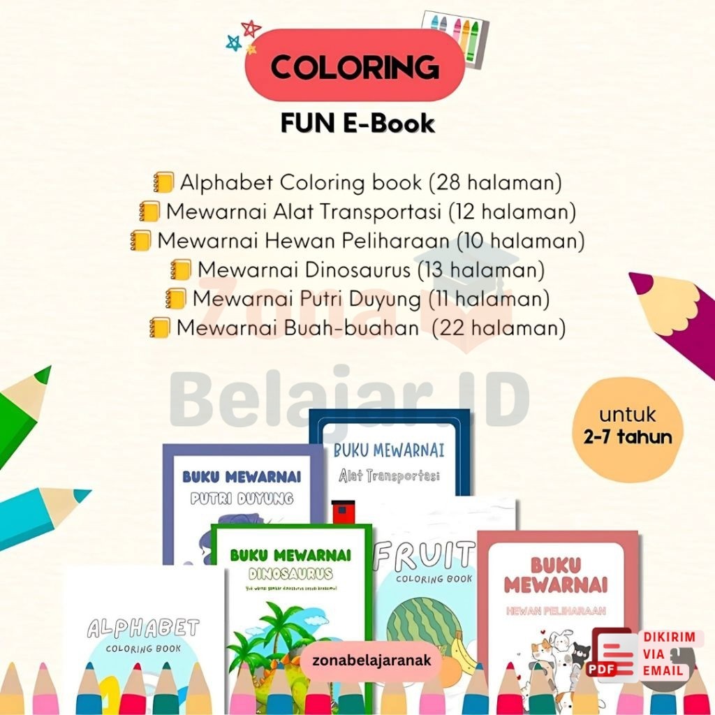 Coloring Fun Printable Worksheet Anak | Lembar Mewarnai Edukatif & Kreatif untuk Usia 2-7 Tahun