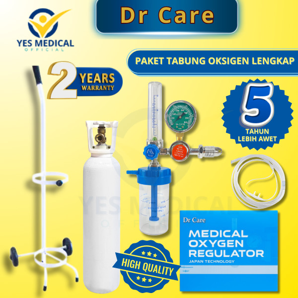 Tabung Oksigen 1M3 Komplit Trolly + Regulator Oksigen Lengkap