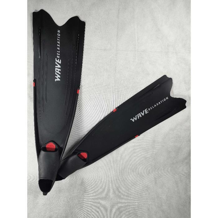 Camiso  -  Long Fins Wave Kaki Katak Snorkling Diving Eksklusif Sepatu renang dewasa - Full Hitam, X