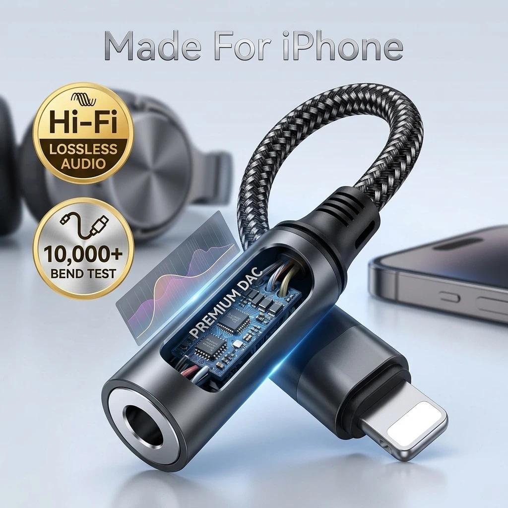 For iPhone Headphone Adapter Earphone Headset Audio Aux Jack Adapter for iPhone 14 13 12 11 Pro Max 