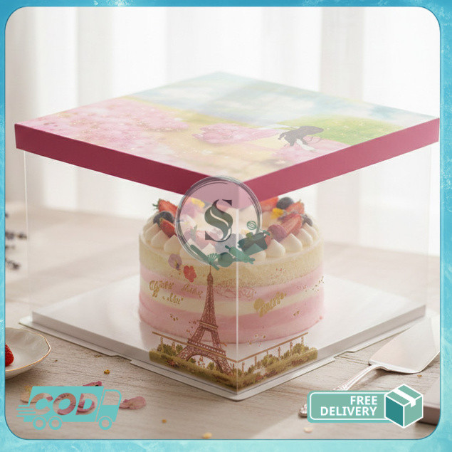 PREMIUM Kotak kado transparan / Box mika transparan / Box Kue Mika / Box Kue Tart mika / Box kue mik