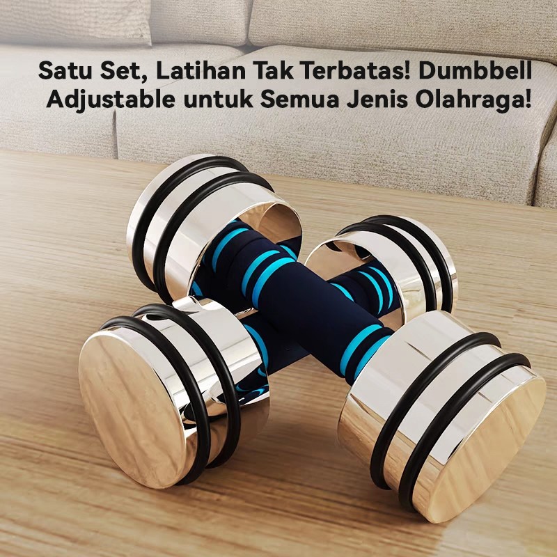 Adjustable Dumbell 5kg-20kg Dumbell Barbel Stainless Steel 2 PCS Peralatan Fitness
