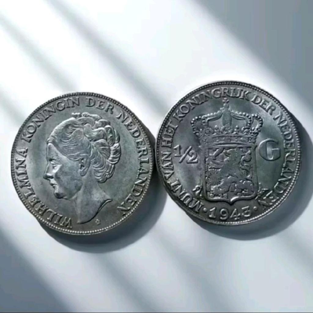 koin wilhelmina koningin der nederlanden ukuran 1/2 G