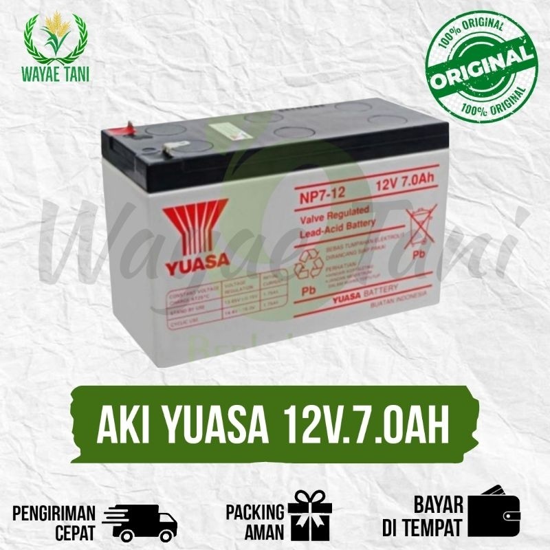 Aki Kering YUASA 12V 7AH Original ACCU tangki pompa semprot elektrik UPS SELIS electric battery spra