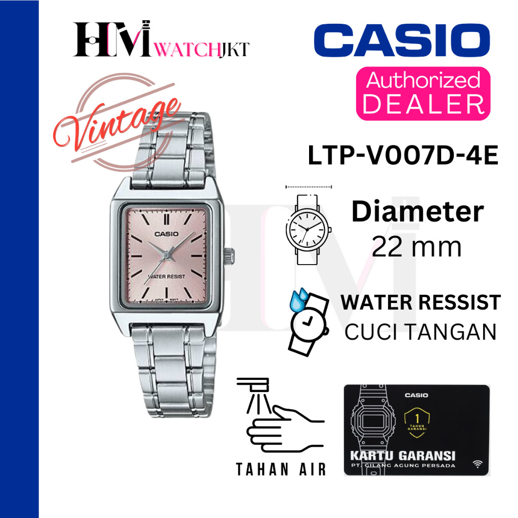 CASIO LTP-V007D-4EUDF Jam Tangan Wanita Original Analog Rantai Antiair LTP-V007D-4E ltpv007