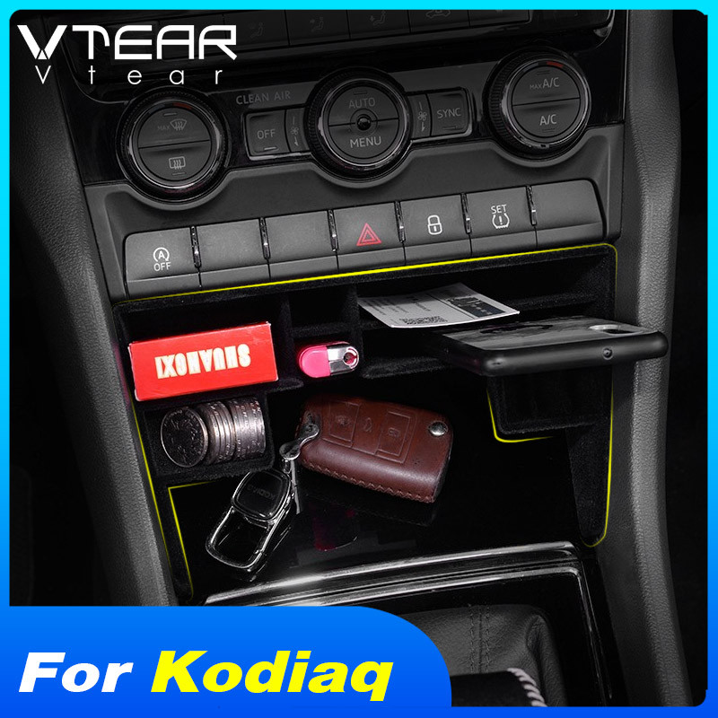 Vtear For Skoda Koaq Car Storage Box Central Control Tray Holder Stowing Tidying Interior Mougs Styl