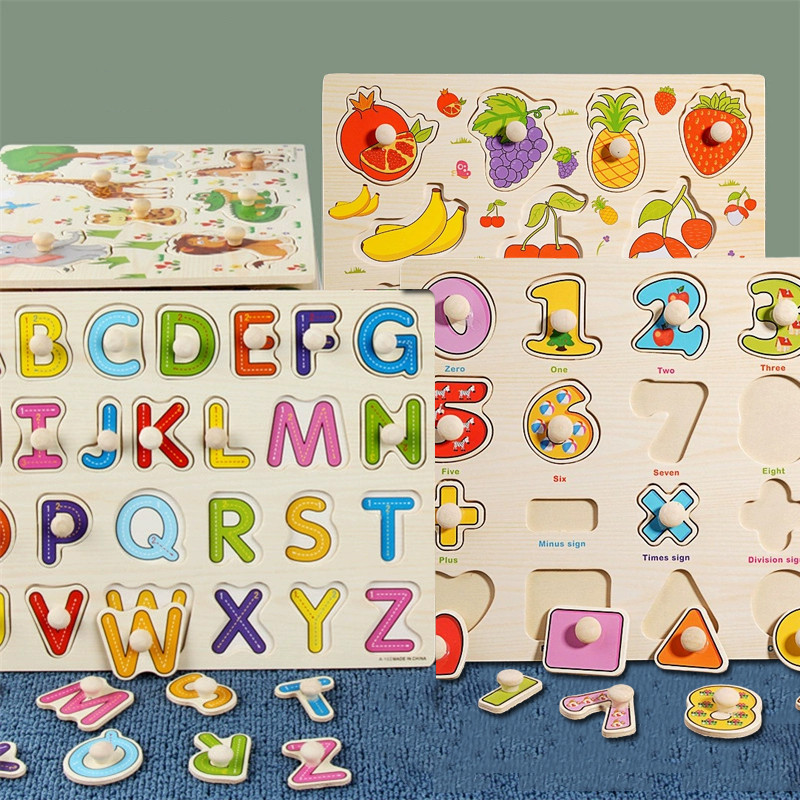 Mainan Edukasi Anak Puzzle Kayu Knob Puzzle Knob Background Bergambar Wooden Toys