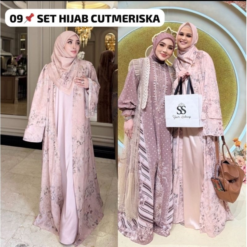 SHELLASAUKIA GAMIS ABAYA MEWAH CUT MEYRISKA SET HIJAB TERRBARU BISA COD