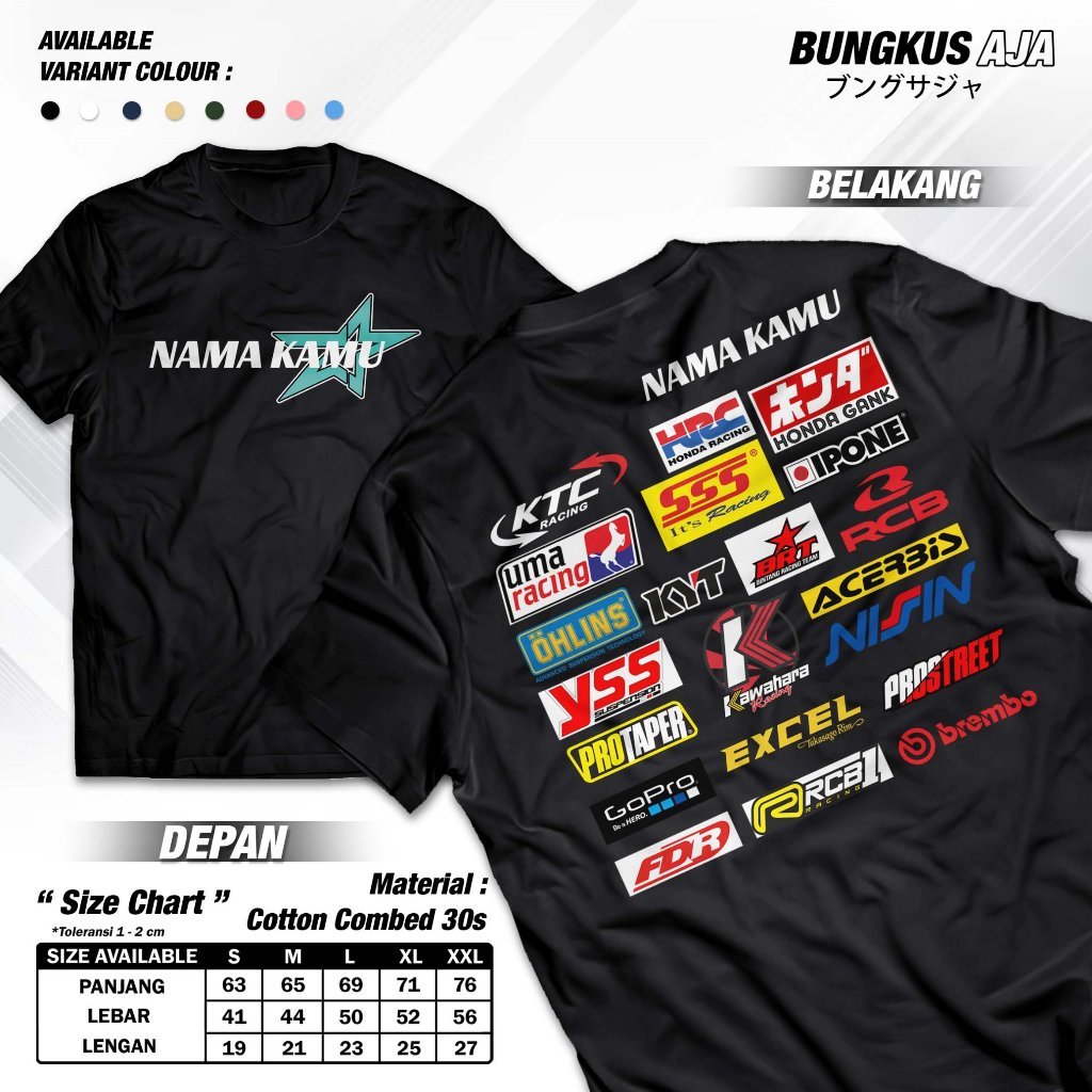 STAR RACE KAOS RACING CUSTOM BISA REQUEST TAMBAH NAMA KAMU | Baju Logo Sponsor Otomotif Motor Herex 