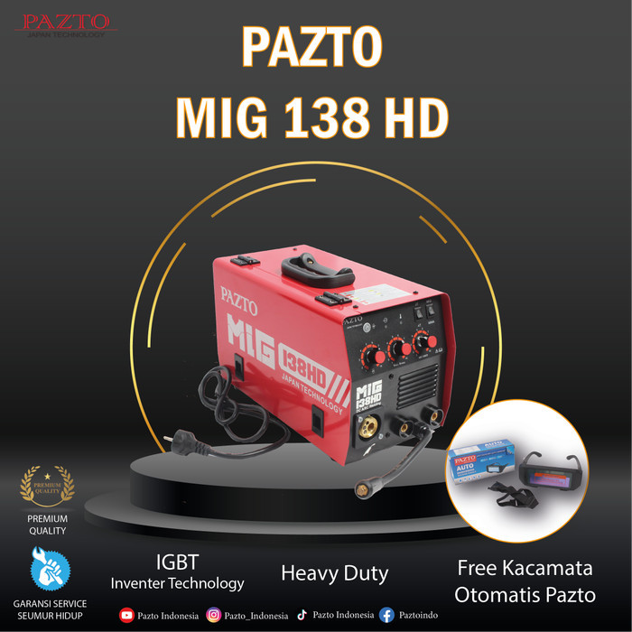 MESIN LAS PAZTO MIG 138 HEAVY DUTY - LAZHASAN SHOP