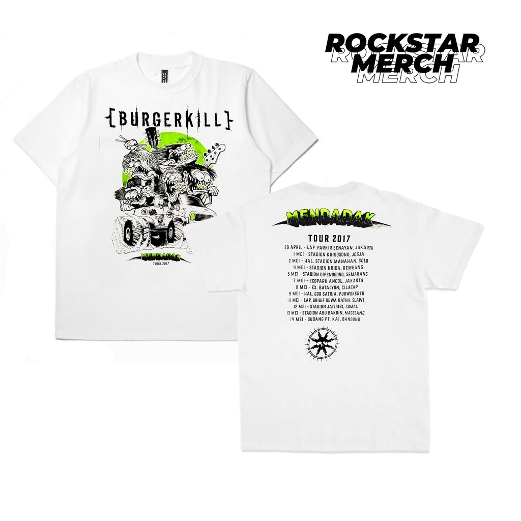 T-shirt Band Burgerkill Mendadak Tour 2017 White
