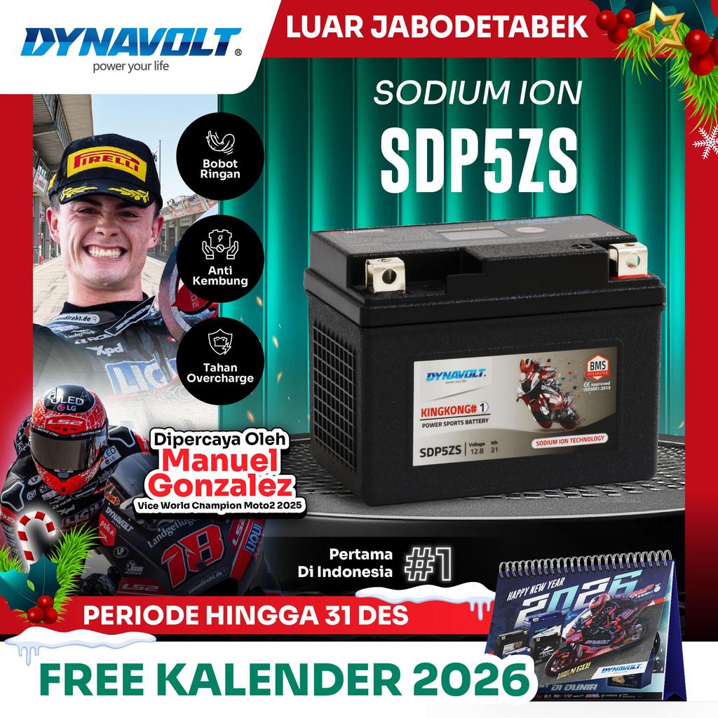 DYNAVOLT Aki Motor Yamaha Xeon, Soul GT, Mio GT, dll | Sodium Ion SDP5ZS | 31 Watt 12.8 Volt (Khusus
