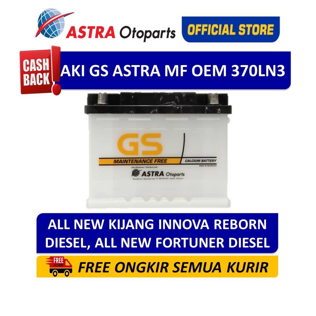 GS ASTRA MF OEM 370LN3 Aki Mobil All new Innova Diesel, Innova Venturer, Toyota Fortuner Diesel, dll