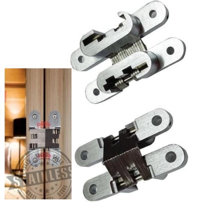 Engsel lipat tanam engsel pintu kayu 95mm stainlis invisible