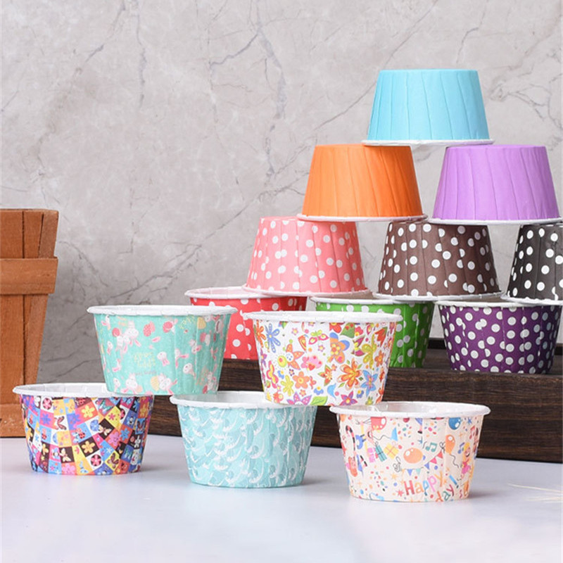 100Pcs Small 30ml Cups Paper Cupcake Wrappers Baking Cases Muffin Boxes Y Cake Tools Party Supplies