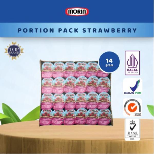 Morin Jam Mini Portion 14 Gr - Selai Strawberry Blueberry Pineapple Orange Marmalade - Strawberry