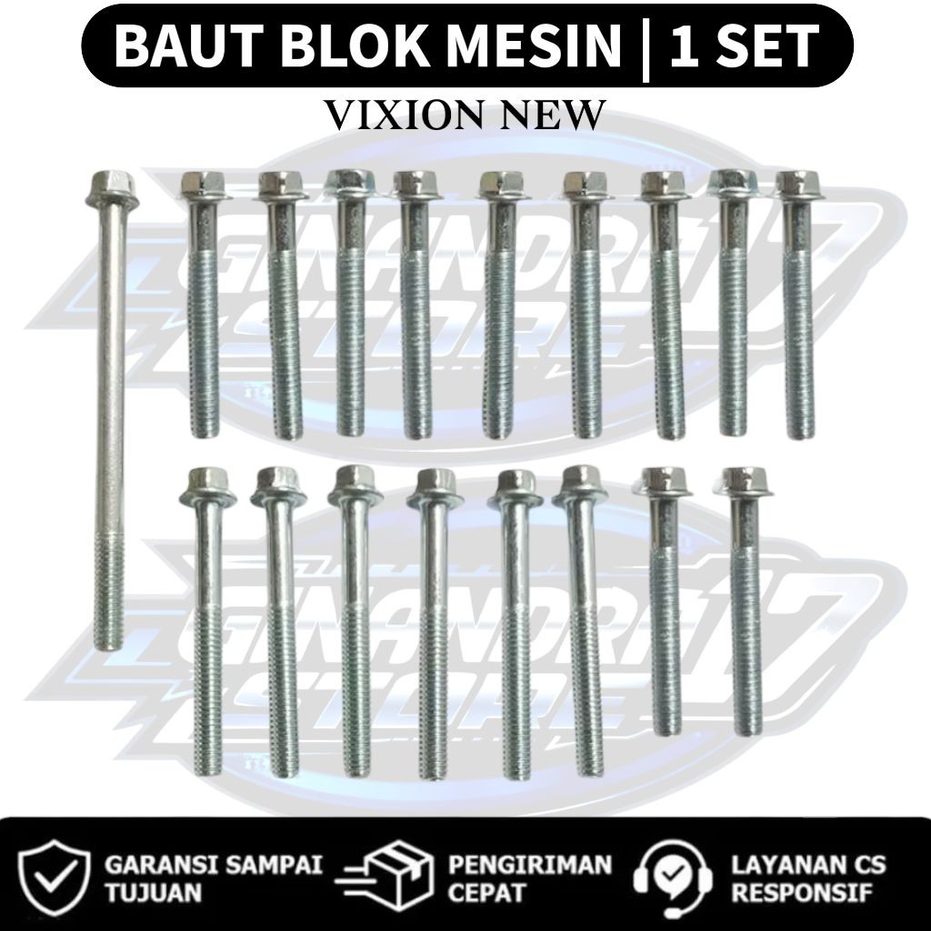 Baut Blok Mesin 1 SET Yamaha Vixion New / Baut Blok Mesin 1SET Motor Vixion New