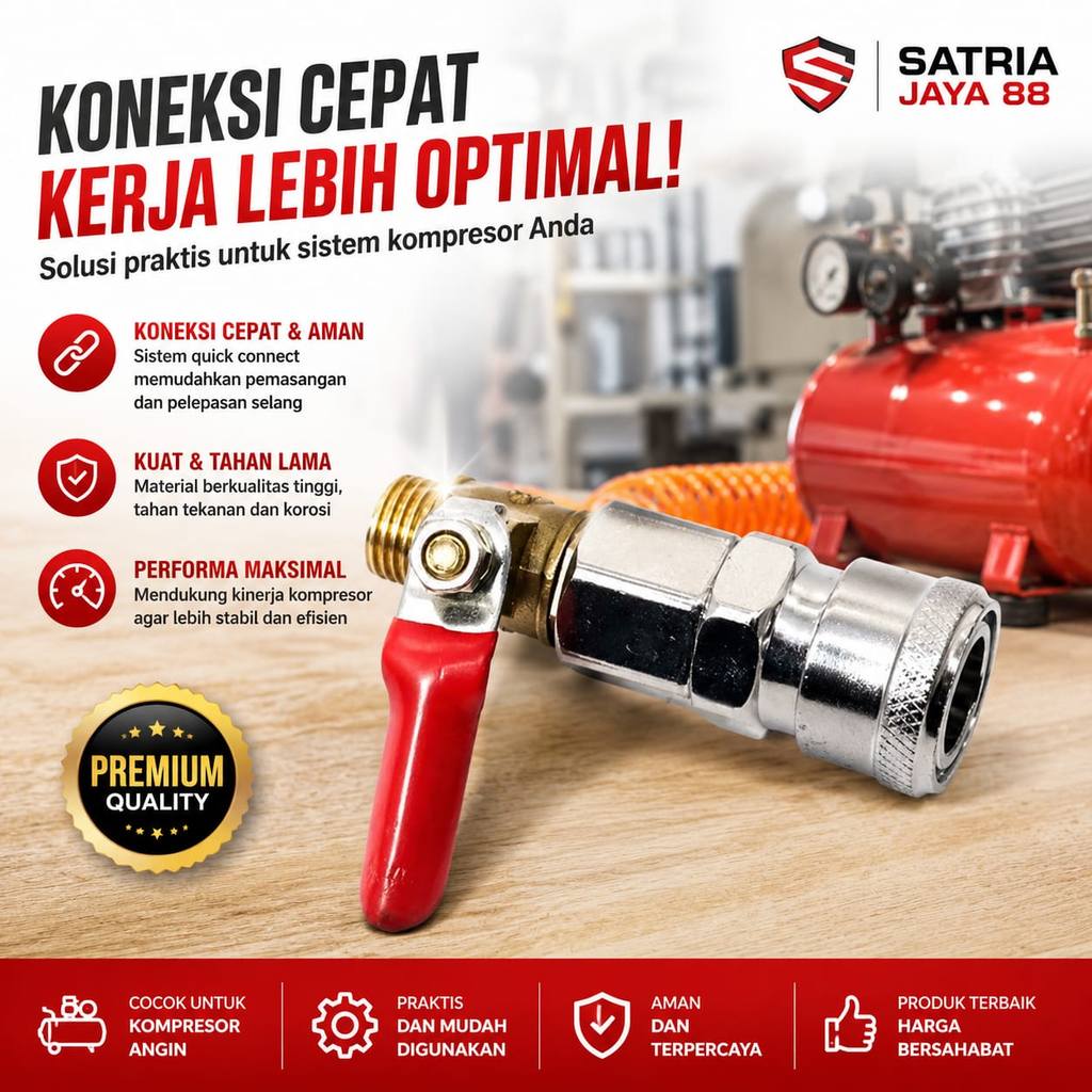 Kran sambungan kompresor Quick Coupler SF20 dan kran 1/4