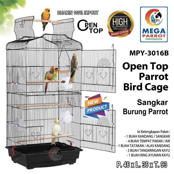 Kandang / Sangkar Burung Parrot Open Top MPY-3016B - Hitam