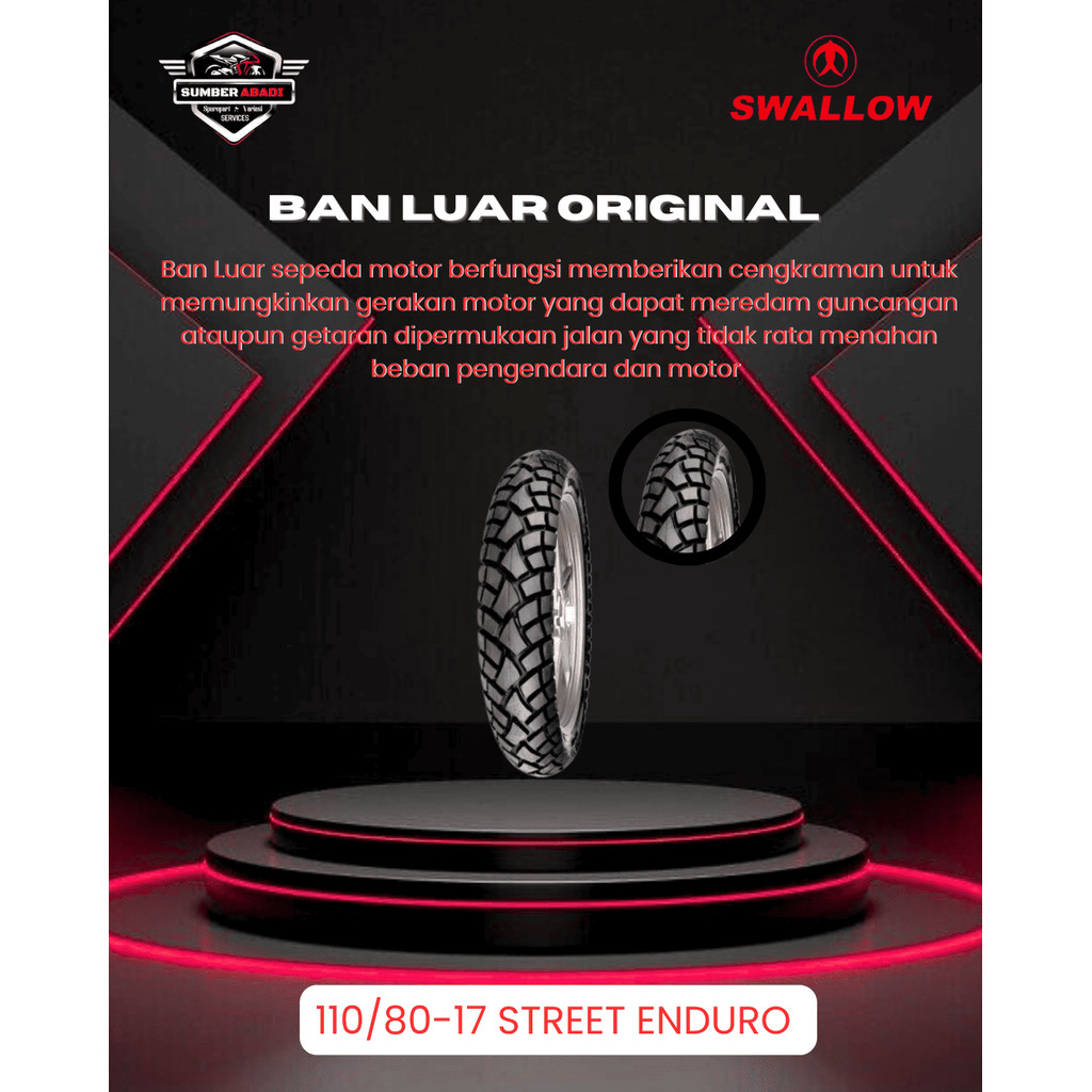 Swallow Ban Luar 110/80-17 Street Enduro Tubeless