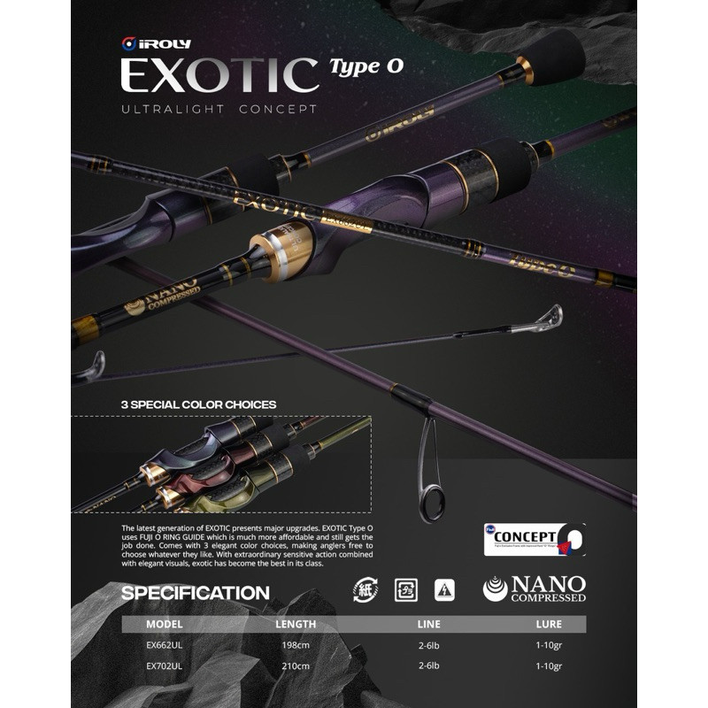 Joran IROLY Exotic Fuji ultralight series 2-6lb rod UL