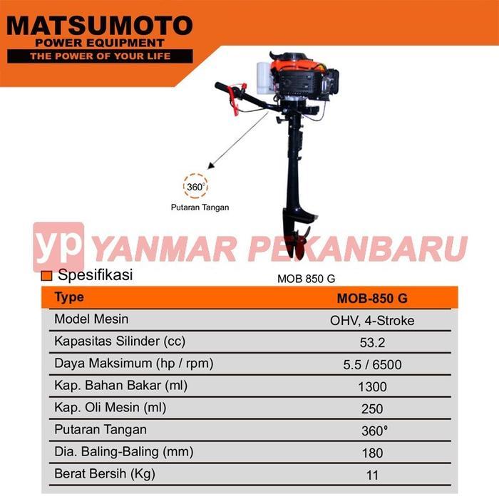 Mesin Tempel / Speed Boat 5.5 HP / PK MATSUMOTO MOB-850 G