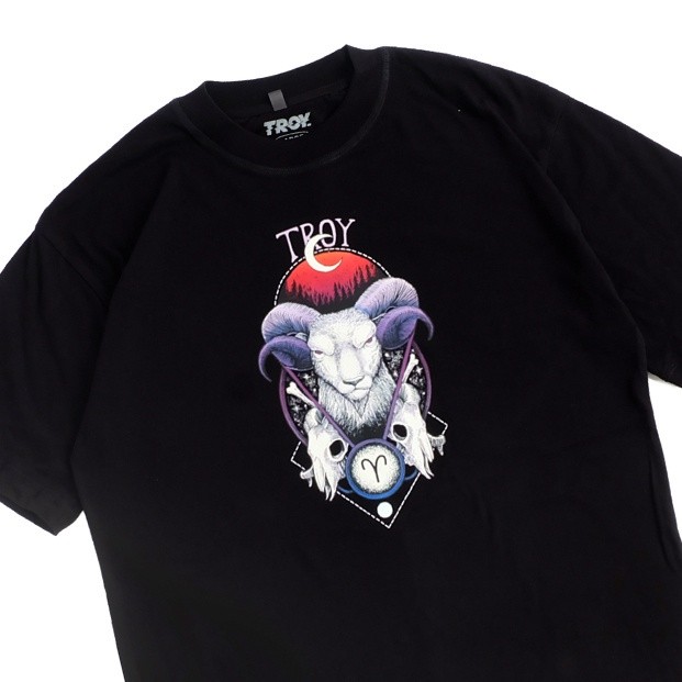 Troy Company T-Shirt Kaos Hitam Zodiac Series Zodiak Aries MT 2061