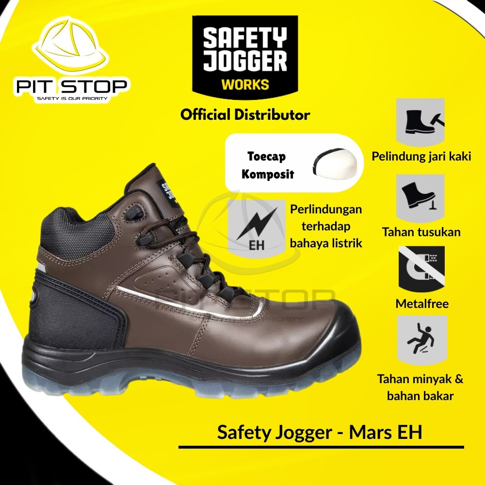 Sepatu Safety Jogger Mars EH Mid Tahan Listrik Composite Free Metal Proyek Keselamatan Kerja Shoes