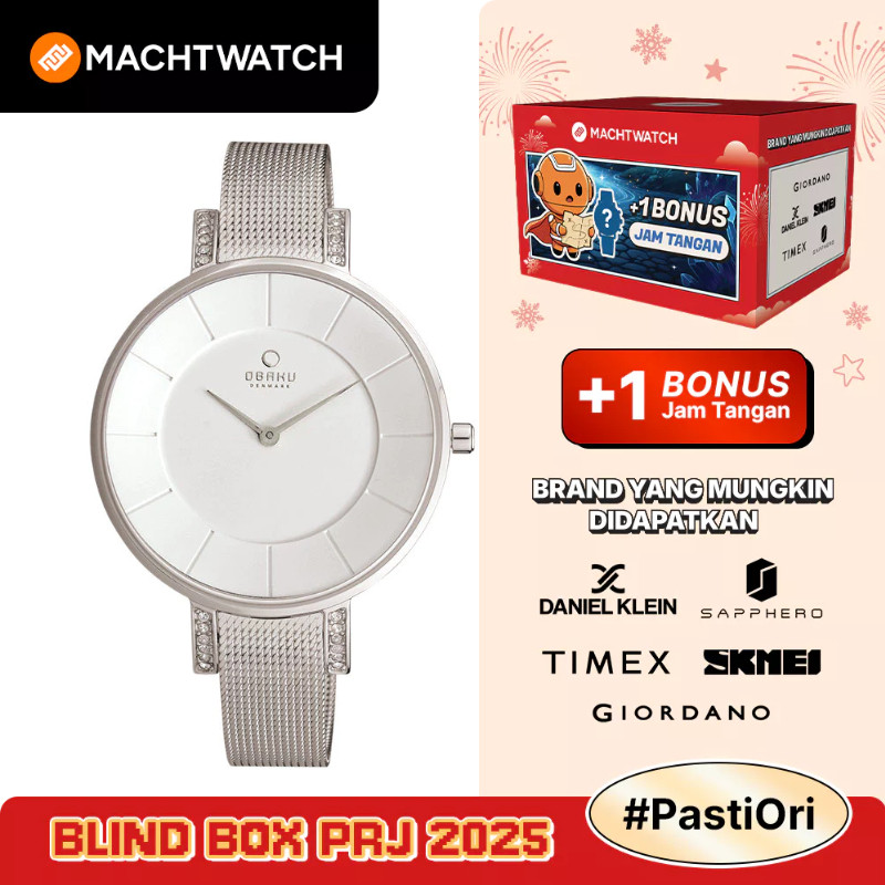 Jam Tangan Wanita Obaku V158LECIMC Lun Steel White Dial Mesh Strap