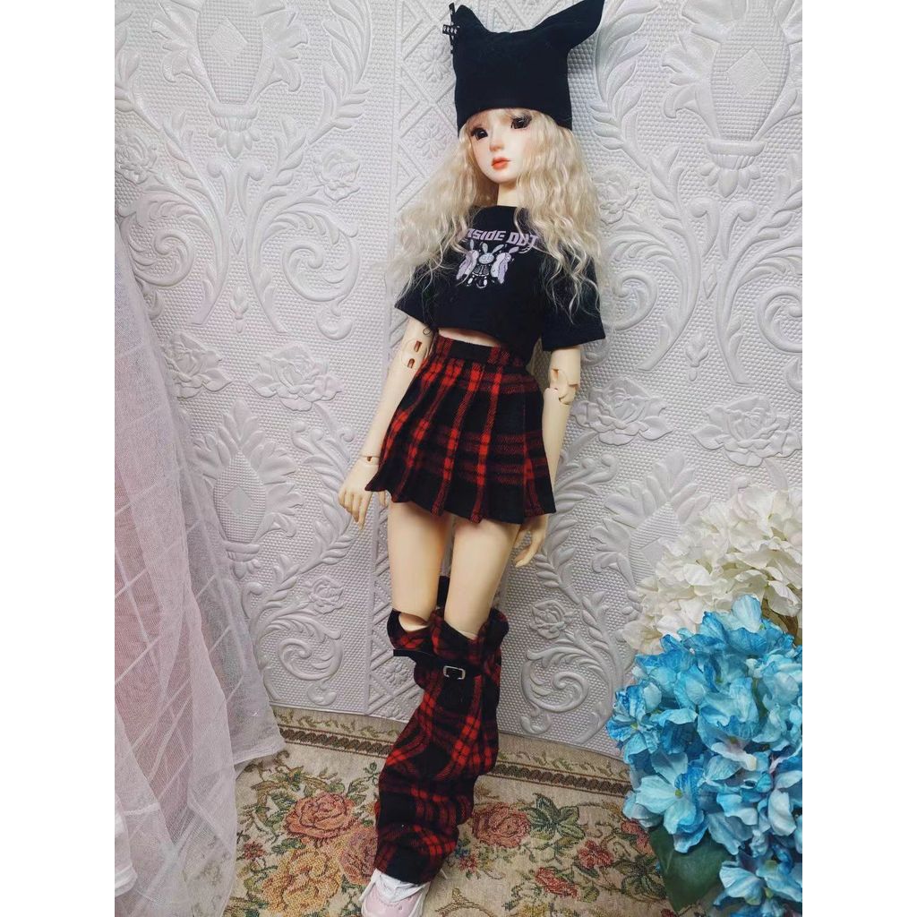 60cm 1/3 1/4 bjd doll clothes only clothes full set plaid skirt New Year clothes 60cm Ye Luoli baby 