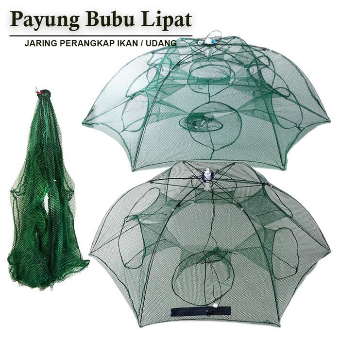Bubu Ikan Model Payung Lipat Alat Pancing Jaring Perangkap Udang Hexagonal Nilon 4/6/8/10/12/16/20 H