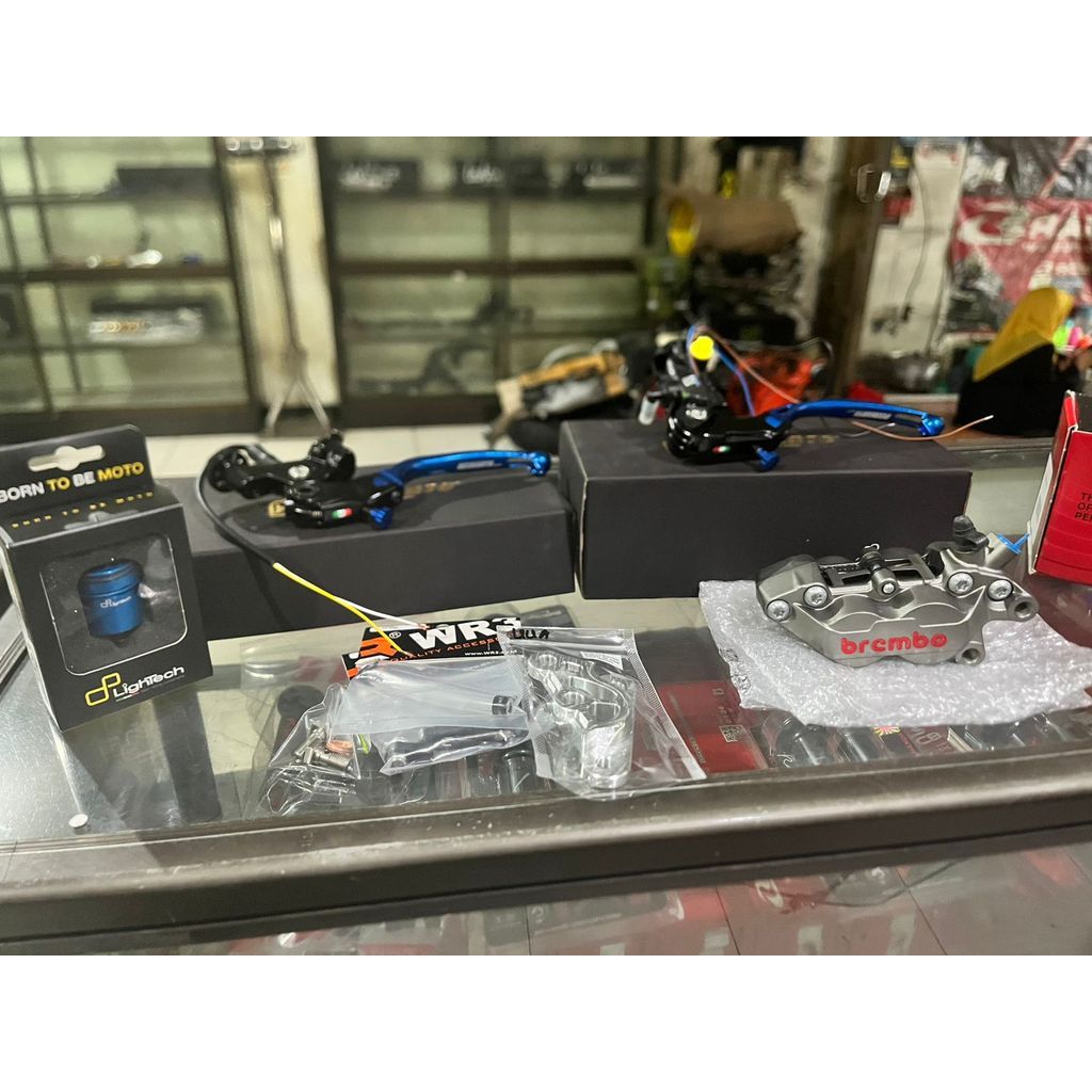 Paket Master Rem + Kopling Accosato + Kaliper Brembo P4 Grey Original Italy + Breket RX King