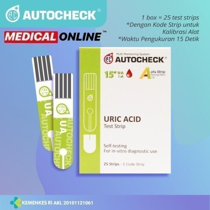 STRIP ASAM URAT AUTOCHECK URIC ACID ISI 25 PER BOX MEDICAL ONLINE - UA ISI 25 TERLARIS