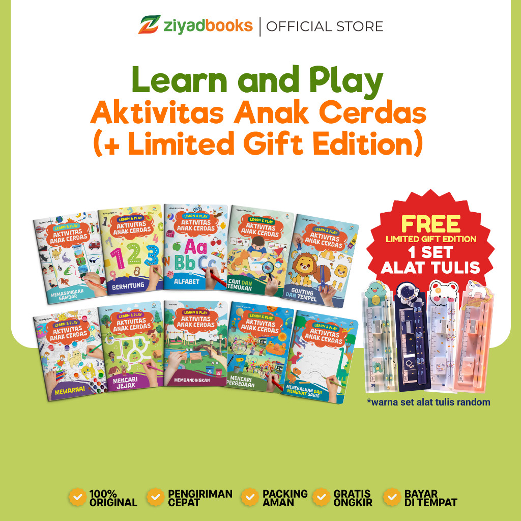 (Isi 10 Buku Aktivitas) Learn & Play Aktivitas Anak Cerdas - Buku Aktivitas Tematik Anak PAUD TK Bus