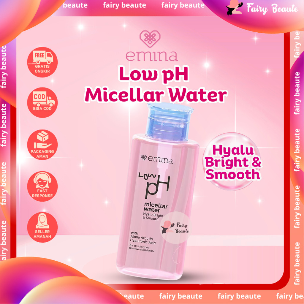 Emina Low pH Micellar Water HyaluBright & Smooth 125ml | Pembersih Makeup Remover-Double Cleansing