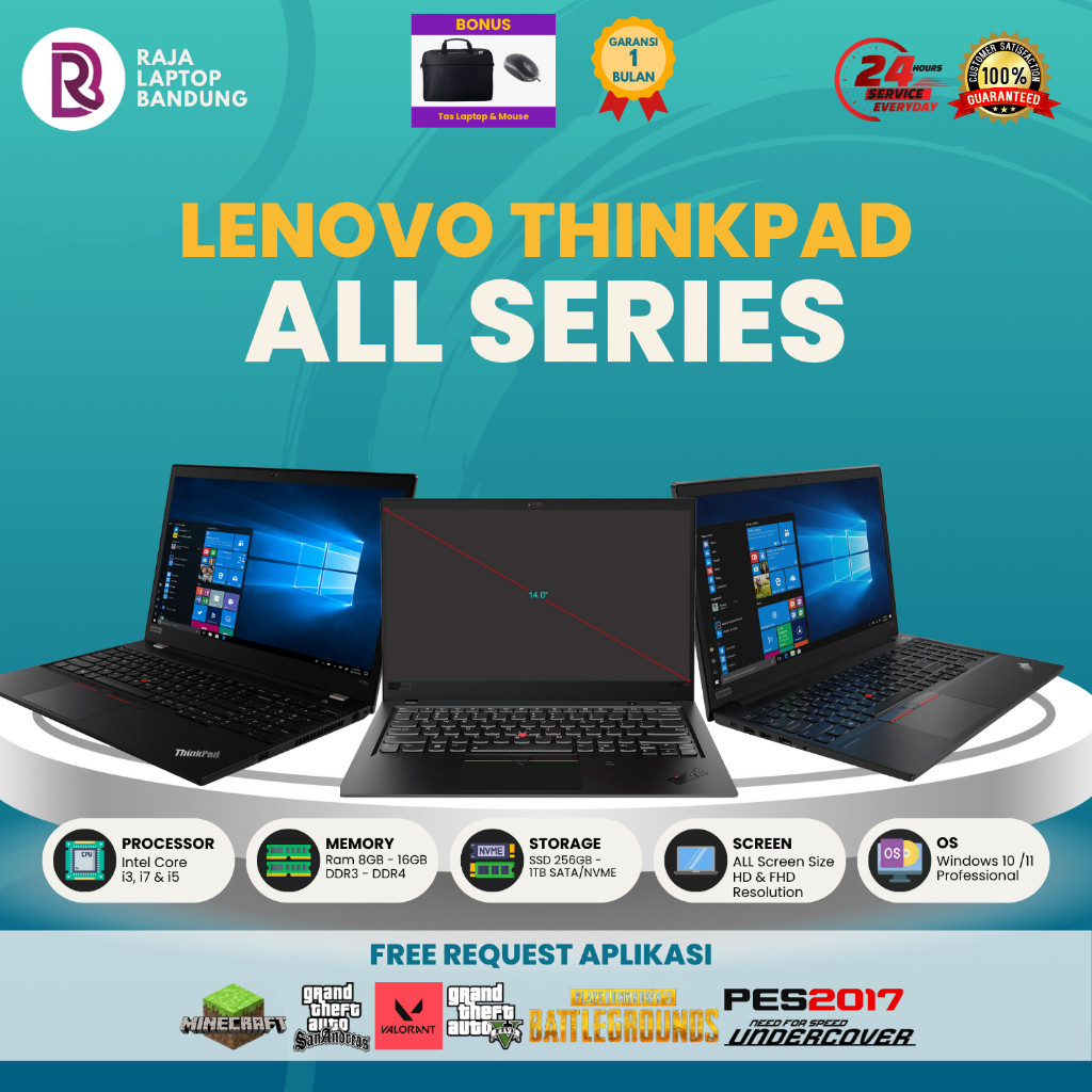Laptop Lenovo Thinkpad X260 X270 X280 X390  i5 | i7 RAM 8GB - 16GB SSD 512GB 12 - 13 Inch Mulus Ori