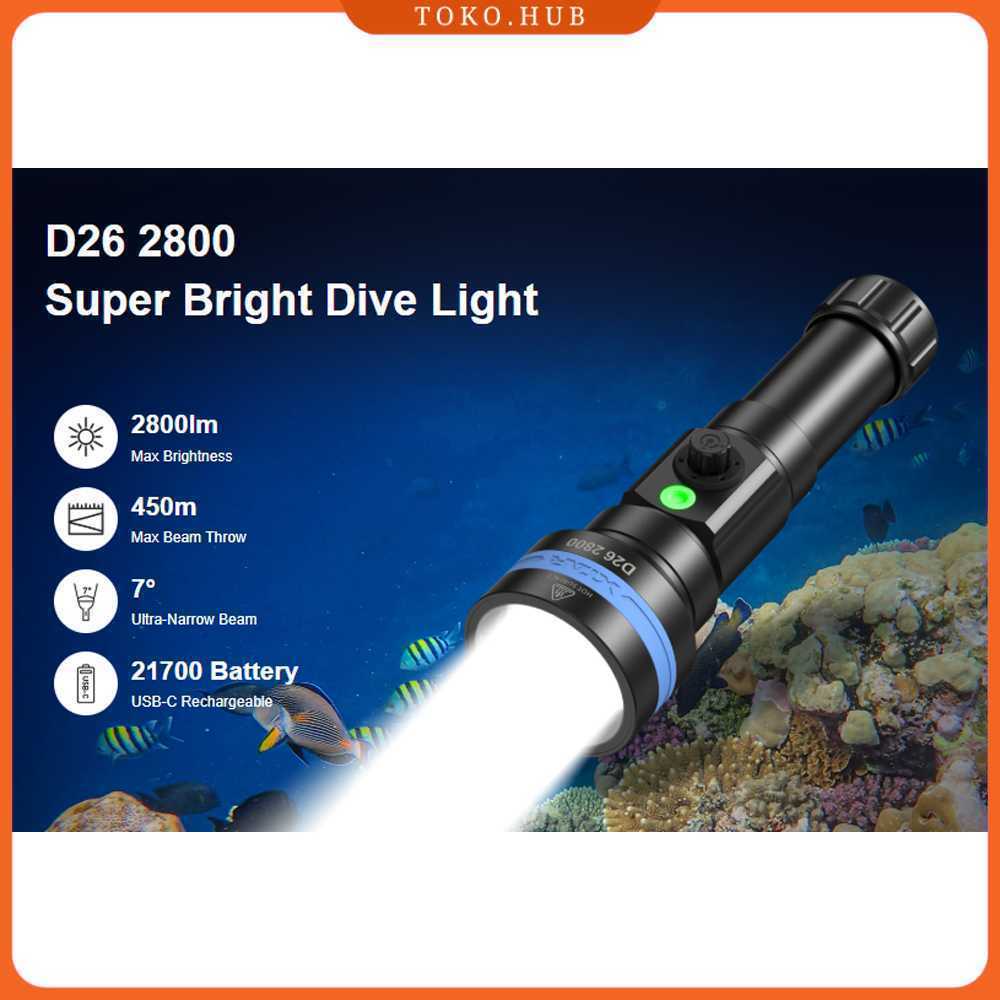 XTAR Senter Selam Diving Flashlight LED High Beam IPX8 2800 Lumens - D26 2800