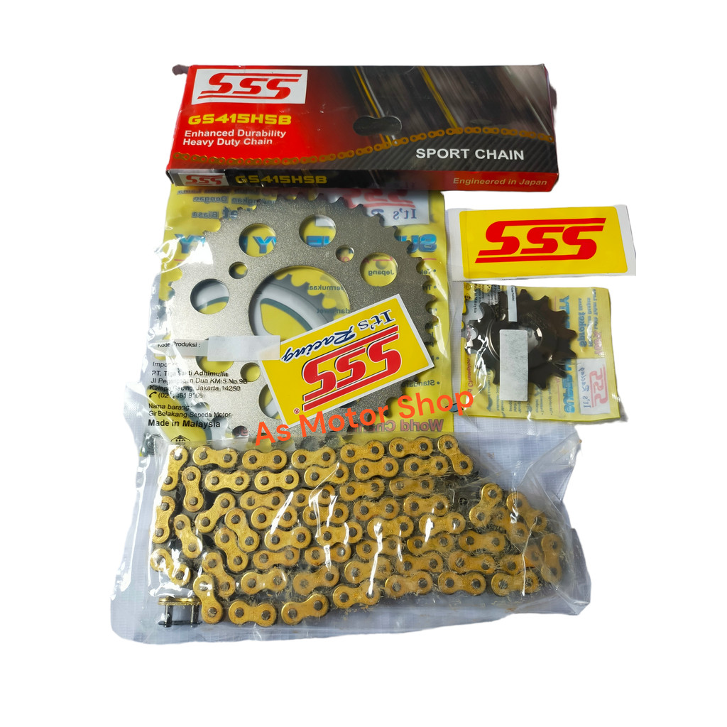 GEAR SET SSS 415 RANTAI GOLD SSS TYPE HSB JUPITER Z BURHAN VEGA R LAMA VEGA R NEW CRIPTON FIZ FIZR R